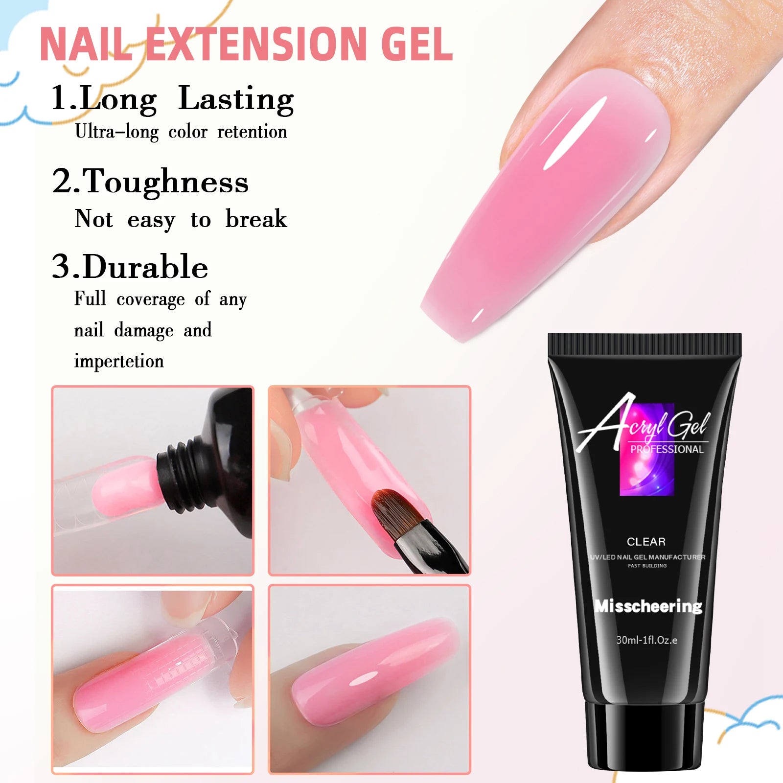 30ml Poly Nail Extension Gel UV/LED Builder – Solid Color Nail Builder Gel Oasis Select