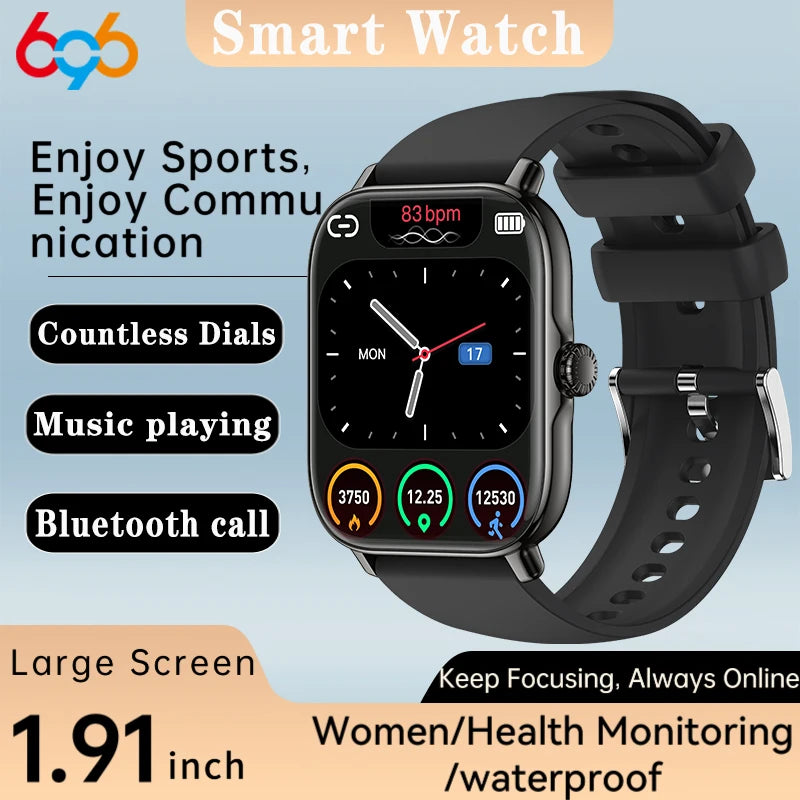 Smartwatch Message Reminder Waterproof 1.91-inch Smart Watch For Women/Men BT Call Sleep Heart Rate Monitoring Sports Music Oasis Select