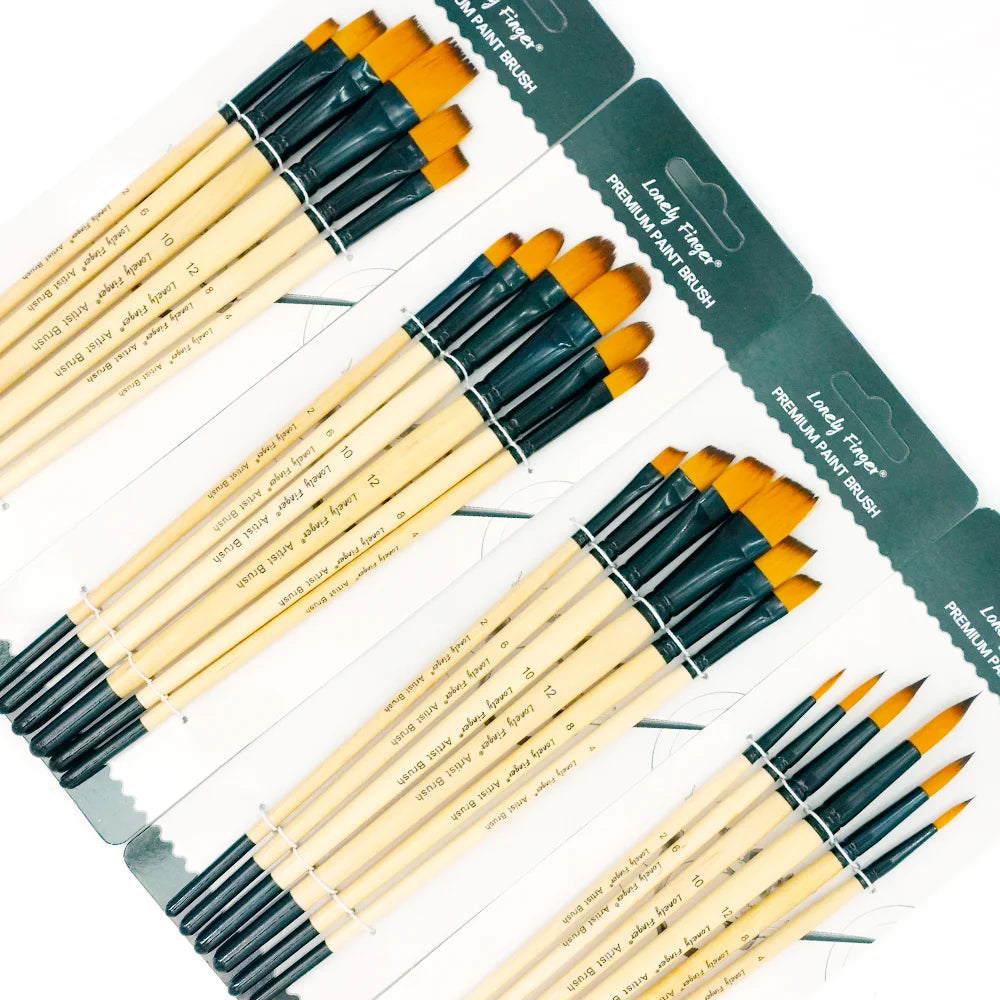 6/24pcs Paint Brushes Set for Acrylic Painting, Watercolor Acrylic Paint Brush, Artist Paintbrushes for Body Face Rock Canvas, Oasis Select 24pcs Wood ALL