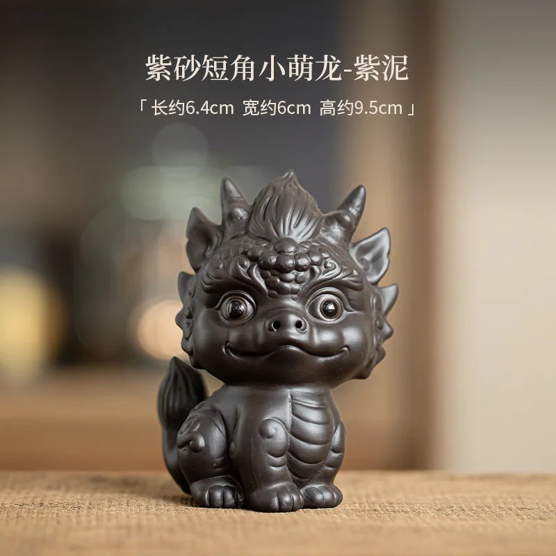 Purple Clay Dragon Tea Pet Ornament Cover Tea Play Tea Table Tea Brewing Play Small Tea Pet Kung Fu Tea Ceremony Accessories Oasis Select Dragon - Purple Clay 1
