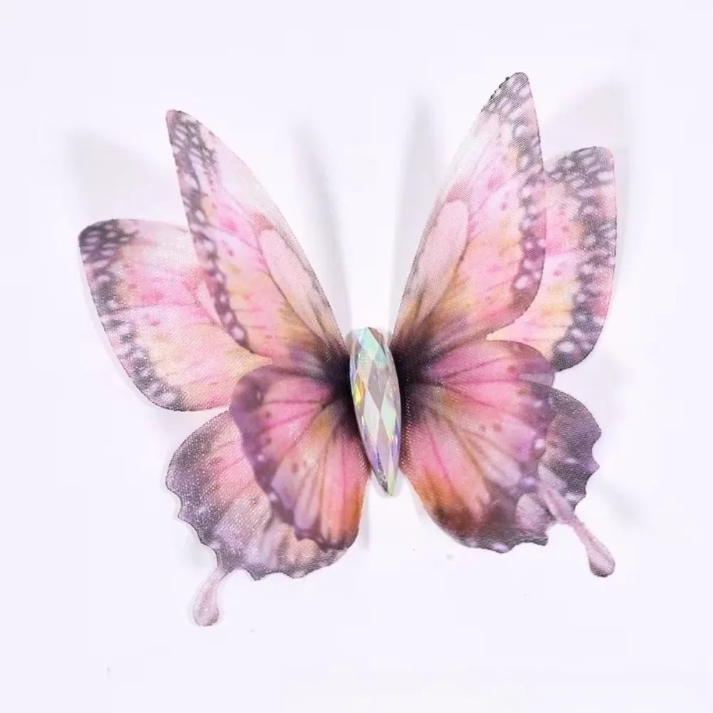 50Pcs 3D Organza Butterfly Appliqués – Gradient Mesh Patches