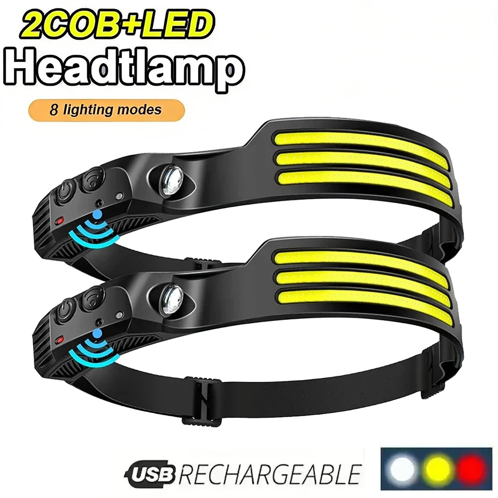 LED COB Sensor Floodlight Rechargeable Working Light Headlamp Emergency Light Outdoor Waterproof Camping Fishing Flashlight Oasis Select
