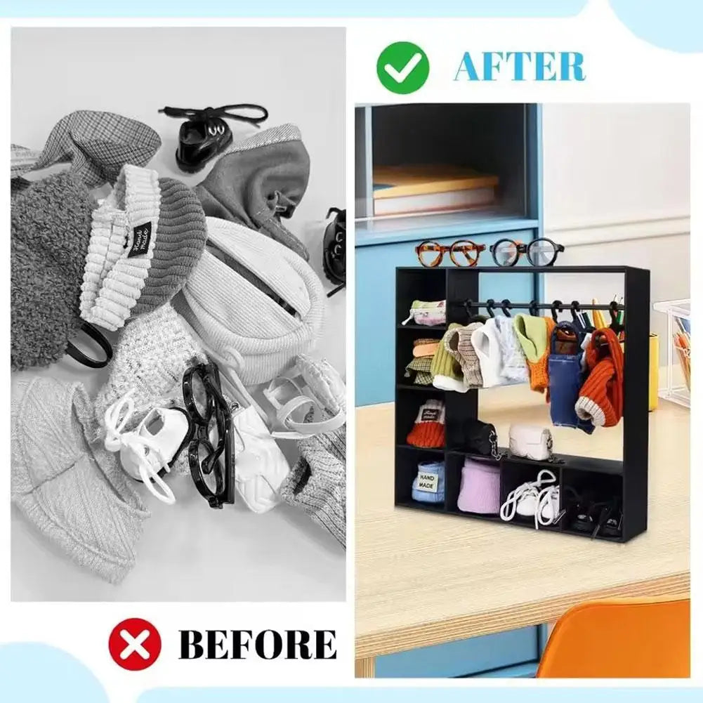 Large Capacity Doll Clothes Closet with 10 Hangers Portable Doll Wardrobe Durable Cute Clothes Storage for Figures Display Box Oasis Select