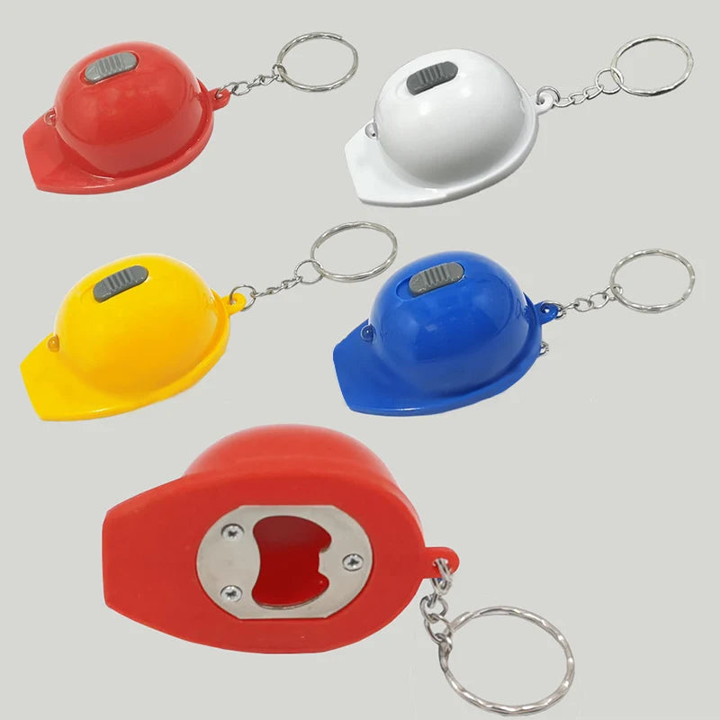 SUSU 1pc Portable Mini LED Helmet Shape Beer Bottle Opener Kitchen Tool Accessories Keychain Pendant Oasis Select