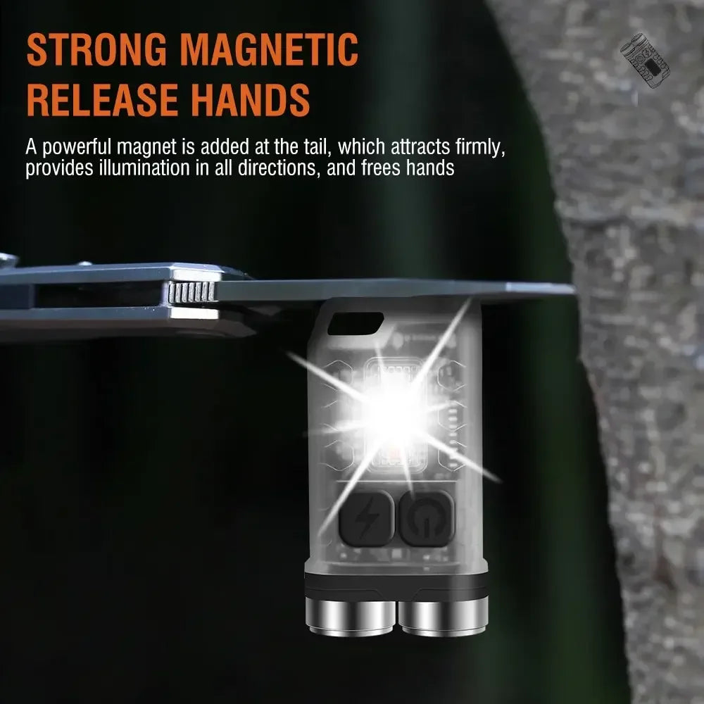 Mini Portable Key Light LED Flashlight TYPE C Rechargeable Camping Hiking Lantern High Power Luminous Flash Light Pocket Torch Oasis Select