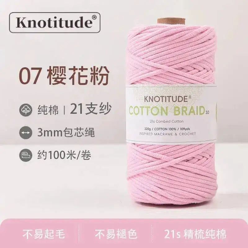 Macrame Braid Cotton Cord 109Yards Pure Rope Bracelet Knots DIY Craft