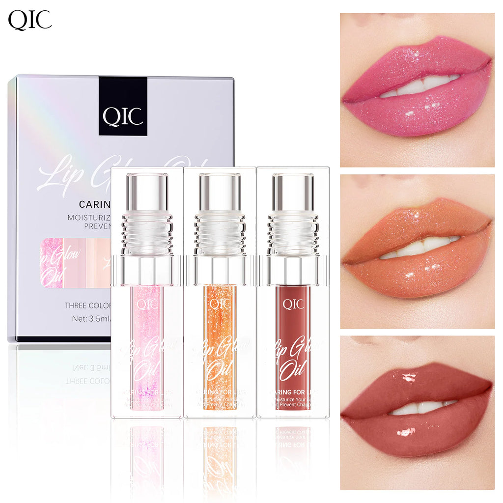 QIC 3-Piece Sparkling Lip Gloss Set – Moisturizing & Shiny