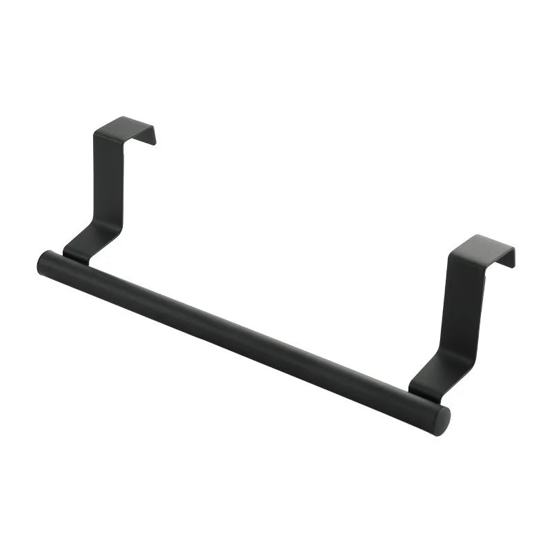 1 Pcs Towel Rack Over Door Towel Bar Hanging Holder Stainless Steel Cabinet Black Towel Rag Shelf Hanger for Bathroom Kitchen Oasis Select