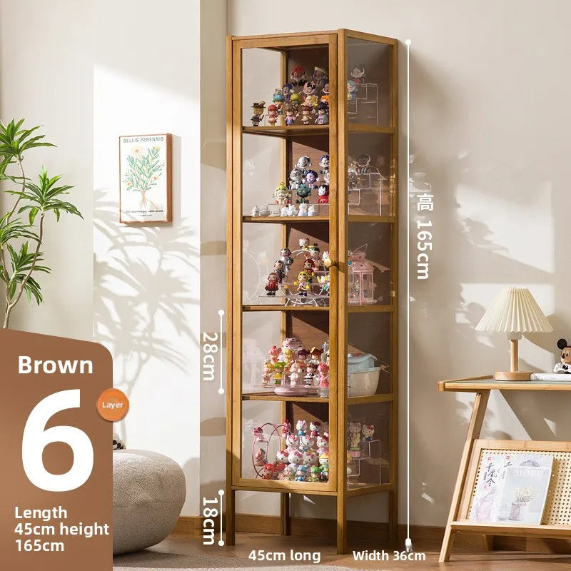 Figure Display Cabinet Household Dustproof Acrylic Transparent Model Toy Display Cabinet Ornament Rack Oasis Select Brown six layers