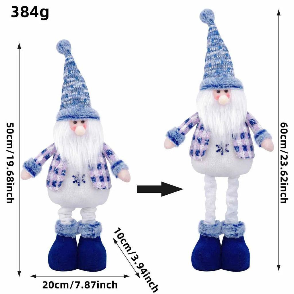 Blue Santa Reindeer Christmas Tree Snowman Ornaments Creative Stretchable Plush Toy Hanging Decorations Oasis Select Santa Claus