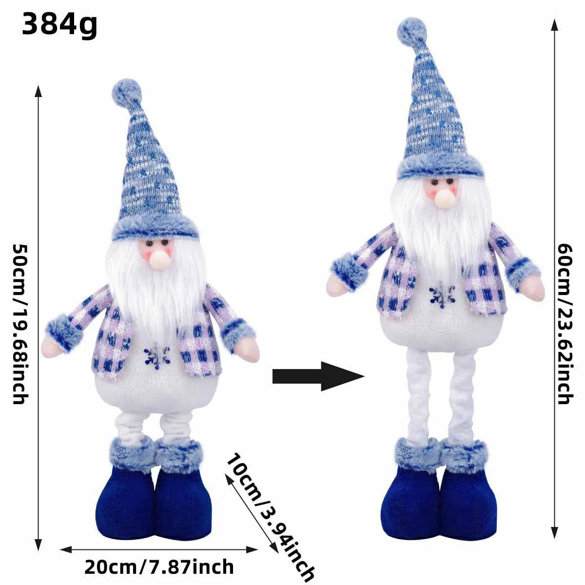 Blue Santa Reindeer Christmas Tree Snowman Ornaments Creative Stretchable Plush Toy Hanging Decorations Oasis Select Santa Claus
