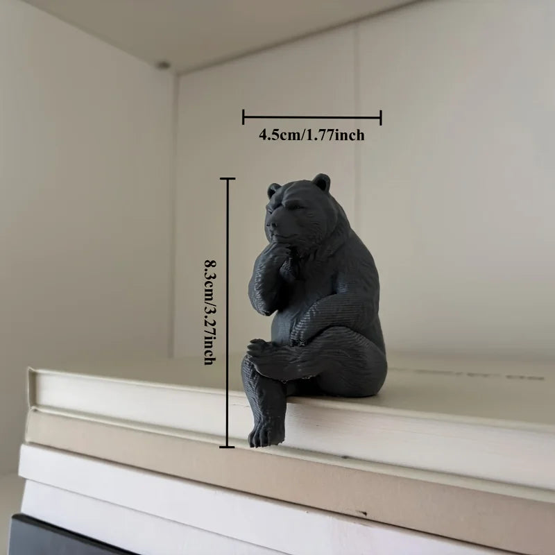 Thinking Bear Edge Sitter Figurine 3D Printed Shelf Table sitting posture Border Decor Bear Mini Home Office Desk Ornament gifts Oasis Select Thinking Bear 8