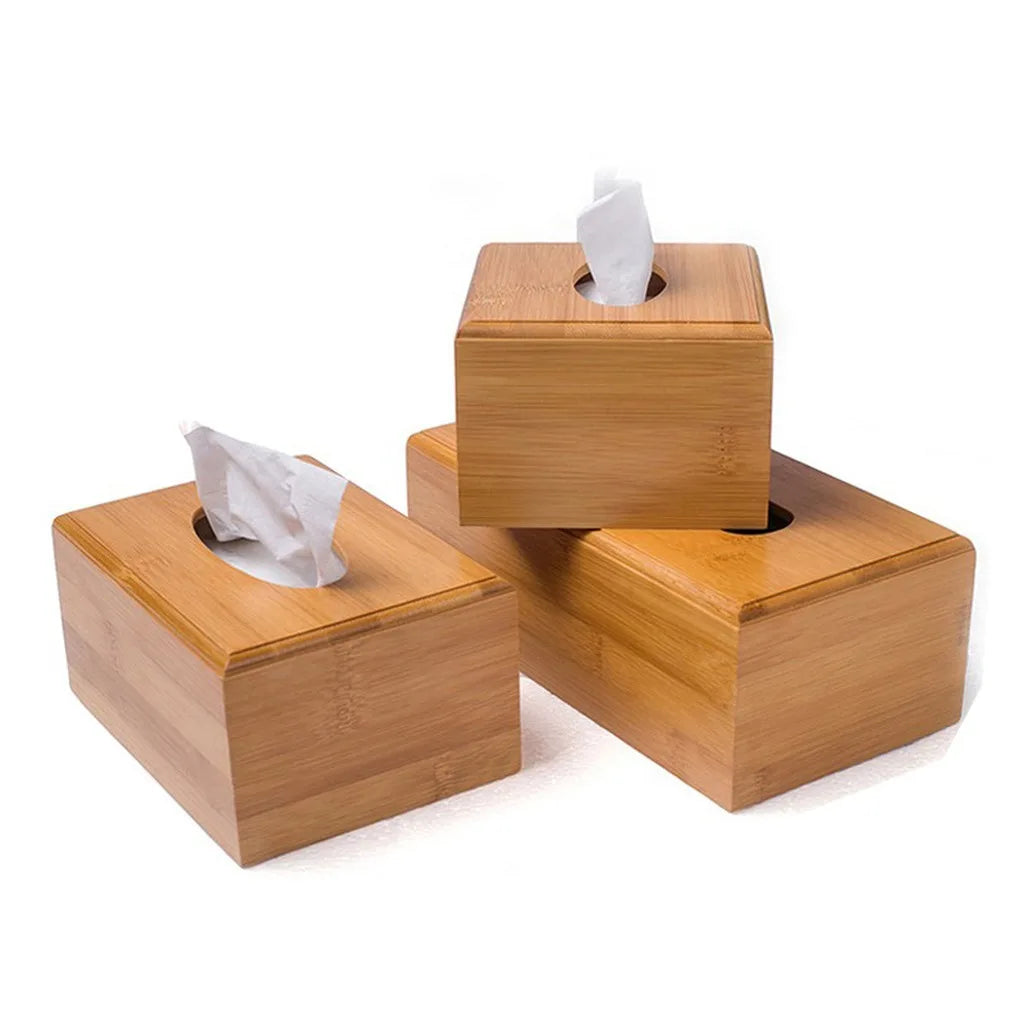 Bamboo Tissue Box Modern Minimalist Design Tissue Box Holder Household Tissue Case For Hotel Restaurant Hotel Office Easy-Refill Oasis Select