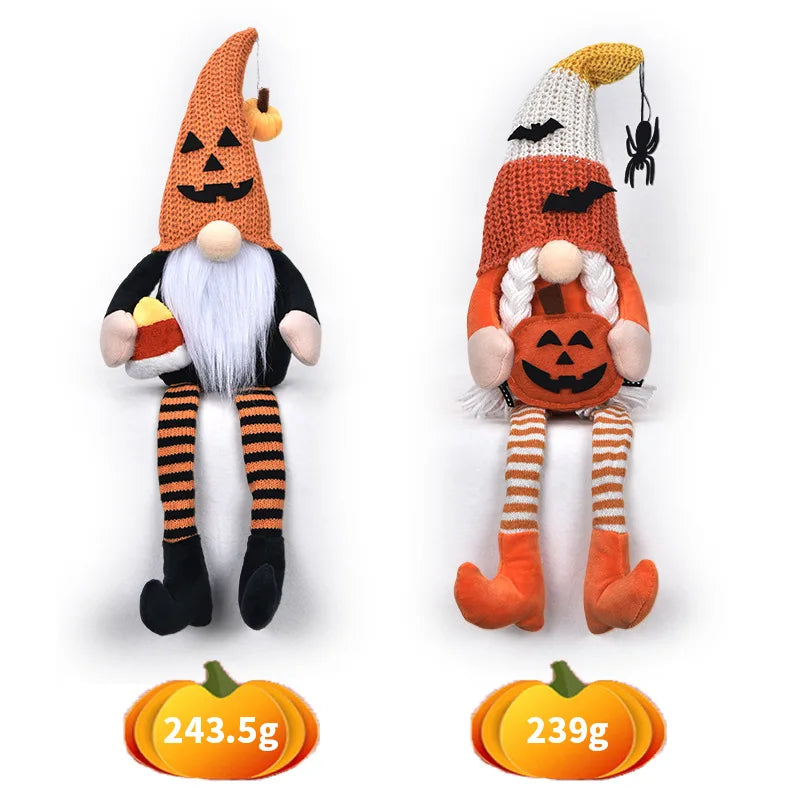 Halloween Long Legs Faceless Doll Dwarf Broom goblin Doll Creative Ornament Sharp Trick or Treat Hat Plush Gift Oasis Select