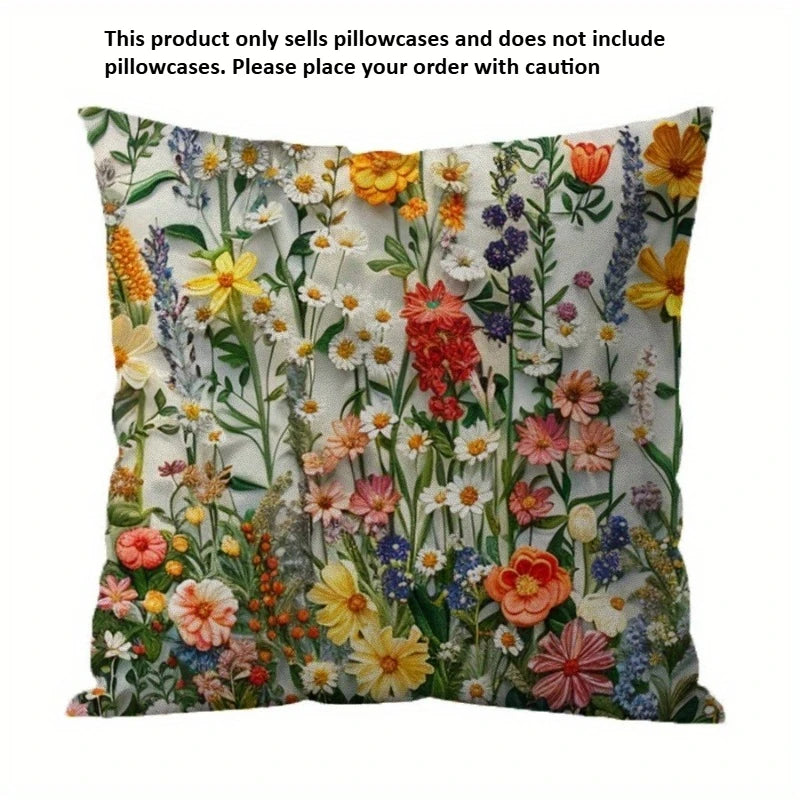 1Pack Country Floral Pillow Covers, 17.7x17.7 Inch, Machine Washable, Zippered Linen Cushion Cases for Home Decor,Flower Pattern Oasis Select Style 3