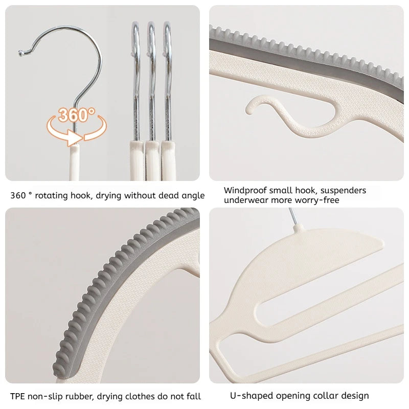 10Pcs Black/Orange/Grey Multifunctional Wet and Dry Household Hanger Suitable for Hanging Clothes Bedroom Wardrobe Anti-Slip Oasis Select