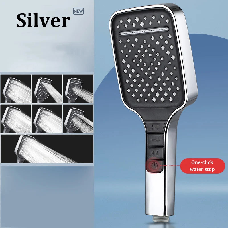 7-Mode Large Panel Shower Head | High Pressure Water Saving