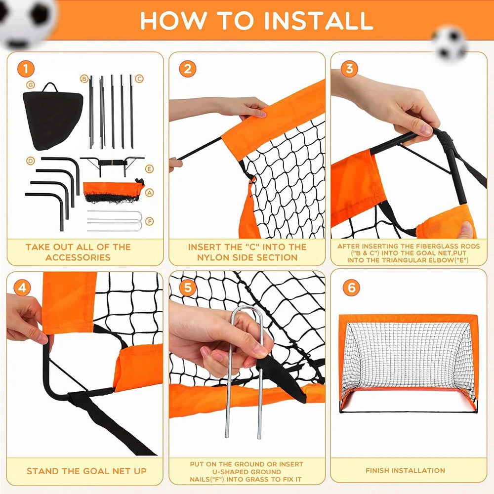 1PCS Portable Pop-Up Soccer Goals Foldable Mini Training Football Net for Backyard Indoor Outdoor Use Mobile Compact Soccer Goal Oasis Select