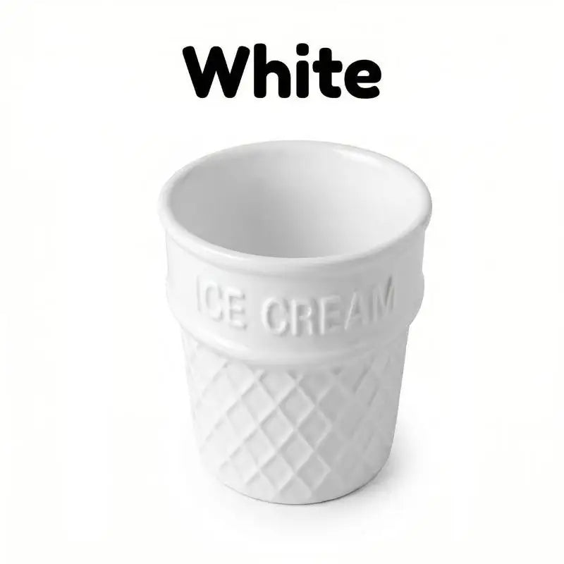 Colorful Ceramic Ice Cream Cups Dessert Coffee Mug With Waffle Cone Design Cute Aesthetic For Home Cafe Afternoon Tea Party Use Oasis Select 1pcs White