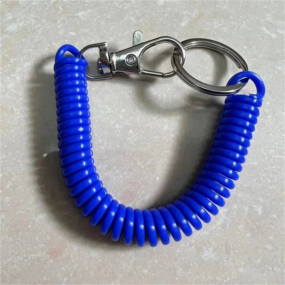 1 2 Spiral Telescopic Spring Coil Keychain Anti-theft Anti Loss Pull