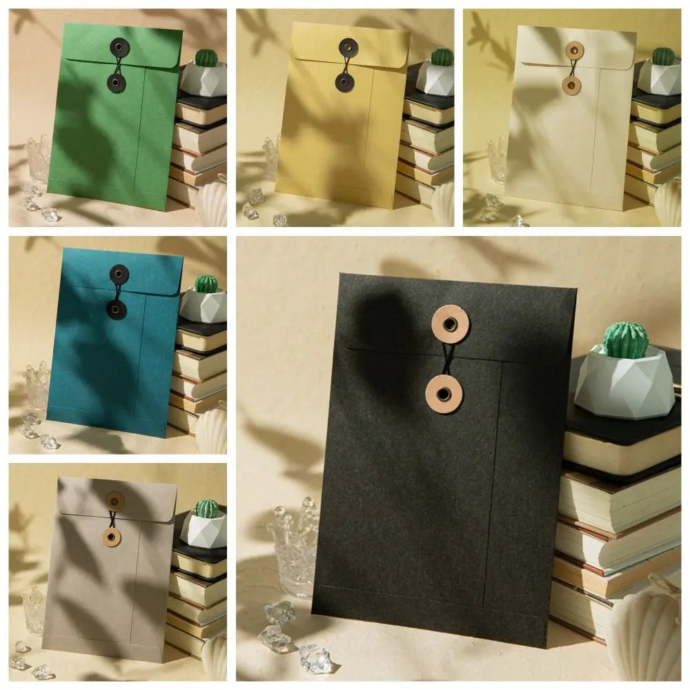 Kraft Paper Envelope with Button String Tie Winding Ticket File Documents Bag Letter Photos Journal Storage Budget Envelopes Oasis Select
