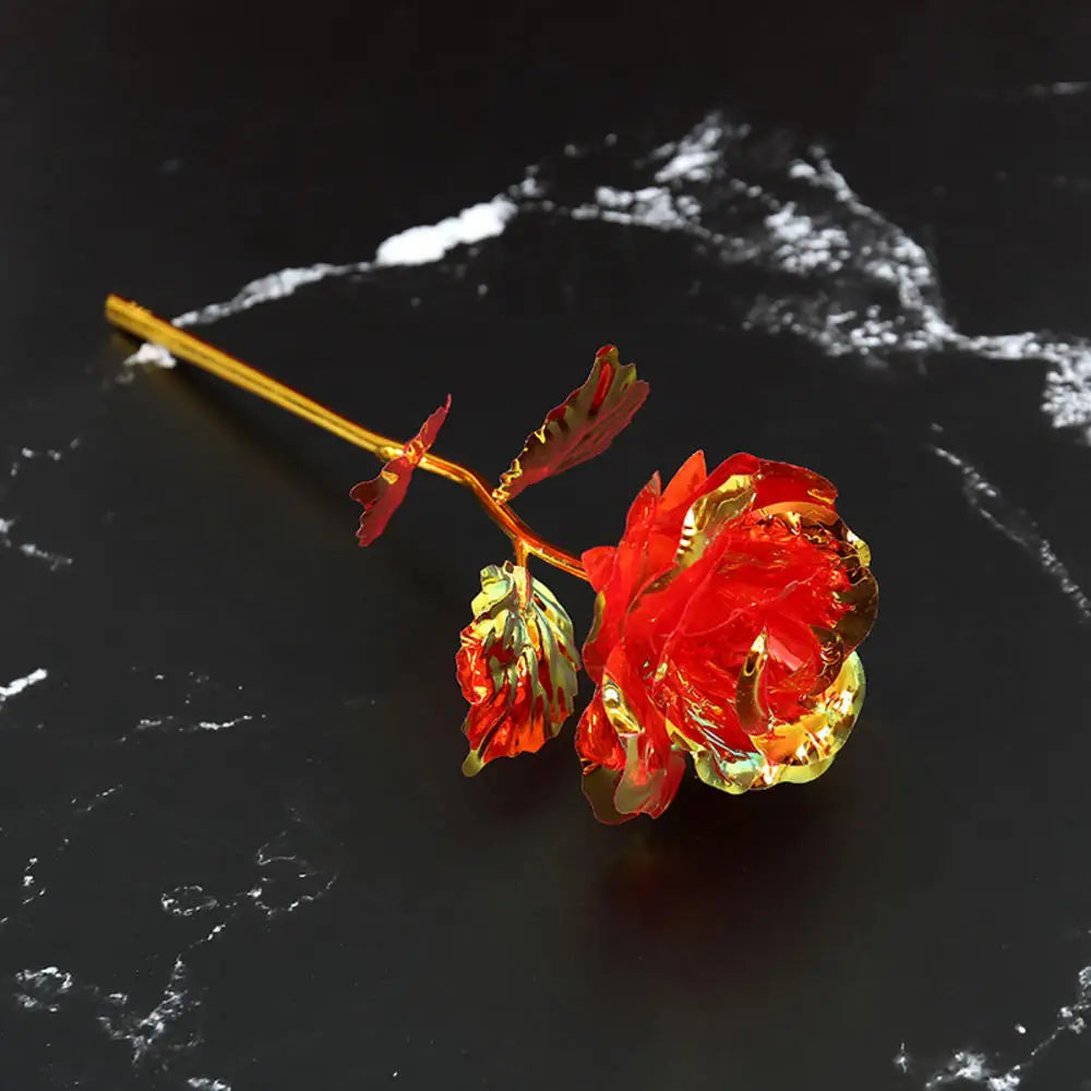 Multi-Color Gold Plated Rose Flower Romantic Valentine’s Day Mother's Day Gift Garden Decoration Flower Decoration Oasis Select red