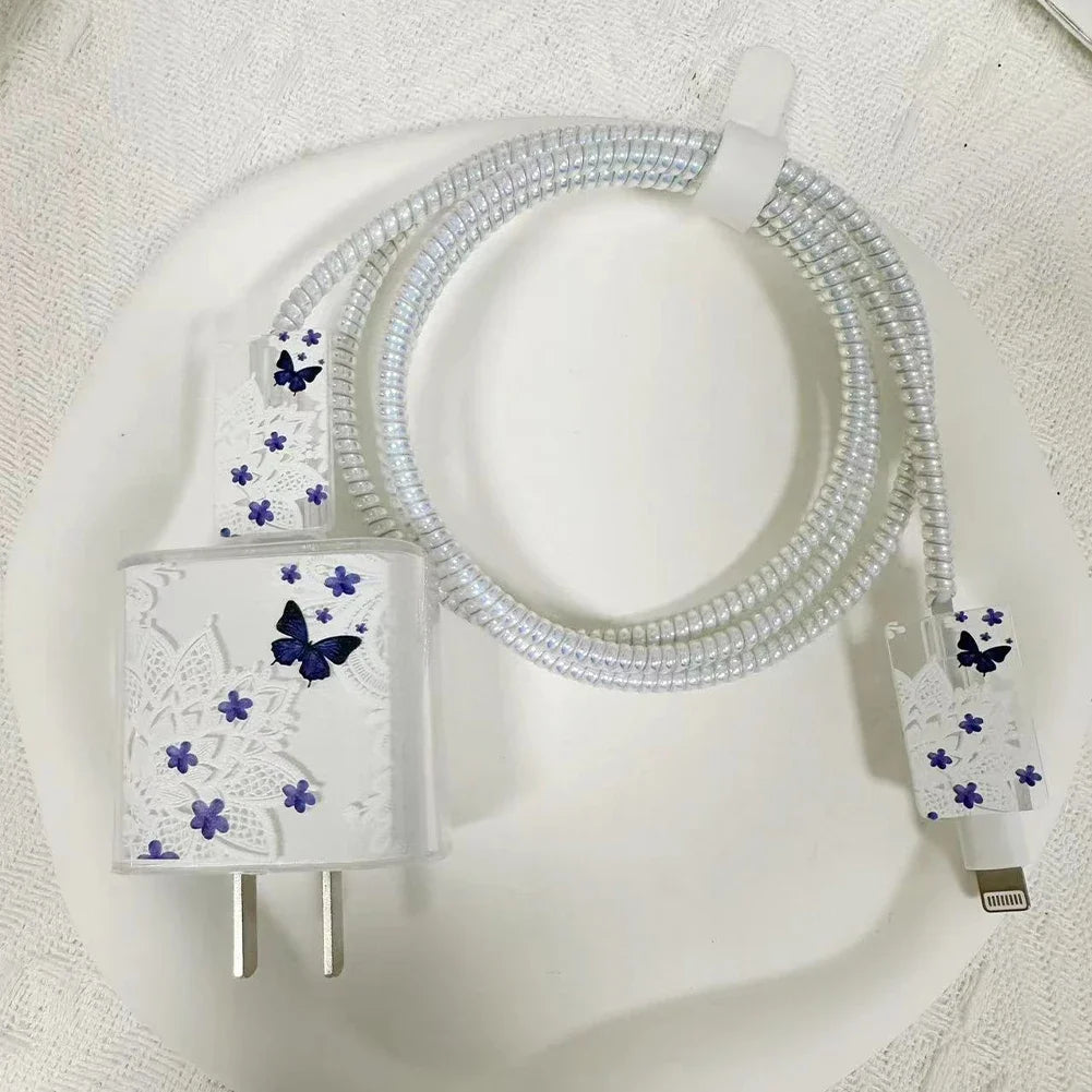 Cute iPhone 20W Charger Cover & USB Cable Winder Protector