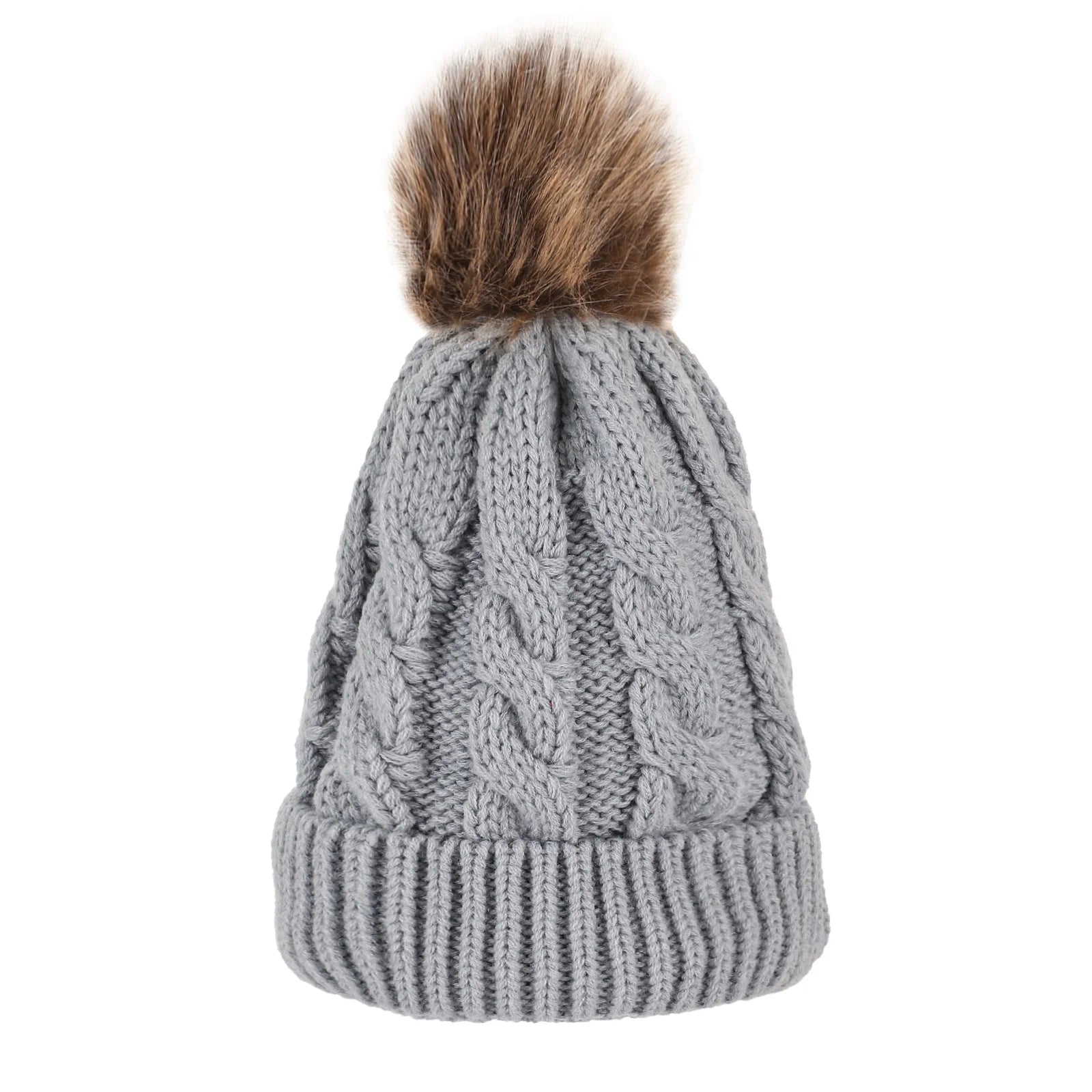 Fried Dough Twists Knitted Hat Hair Ball European and American Adult Warm Hat Parent Child Set Hat Wool Hat unlined Oasis Select GRAY