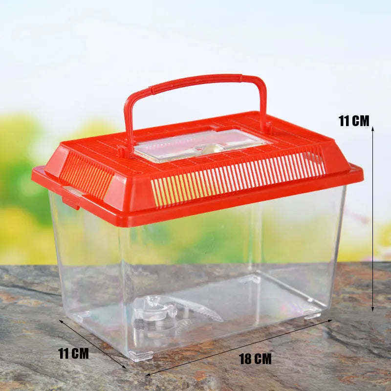 Portable Handheld Plastic Fish Tank Transparent Cutout Design For Turtle PetFish Oasis Select P3