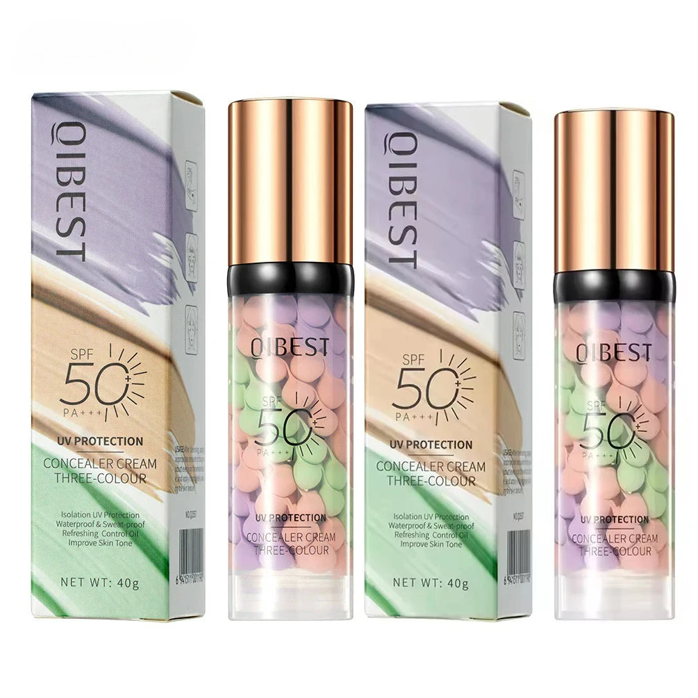 SADOER Tri-Color Face Primer Cream – Brighten, Conceal & UV Protect