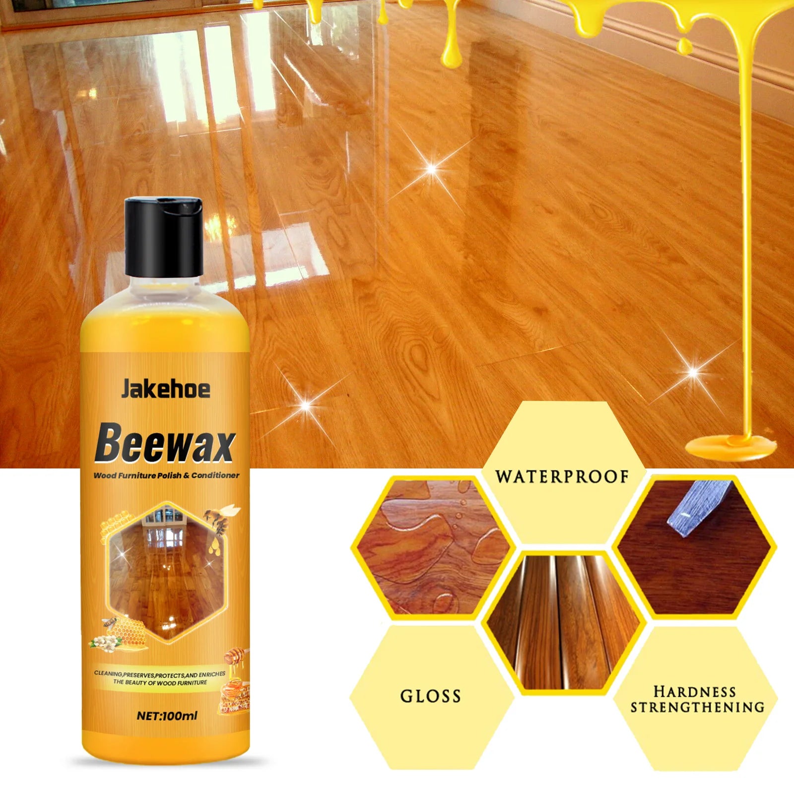 Beewax Wood Floor Cleaner Clean Wooden Floor Desk Product Polish Oil Shine Cleaning Dirt Stain Prevent Moisture Insect Cleaner Oasis Select