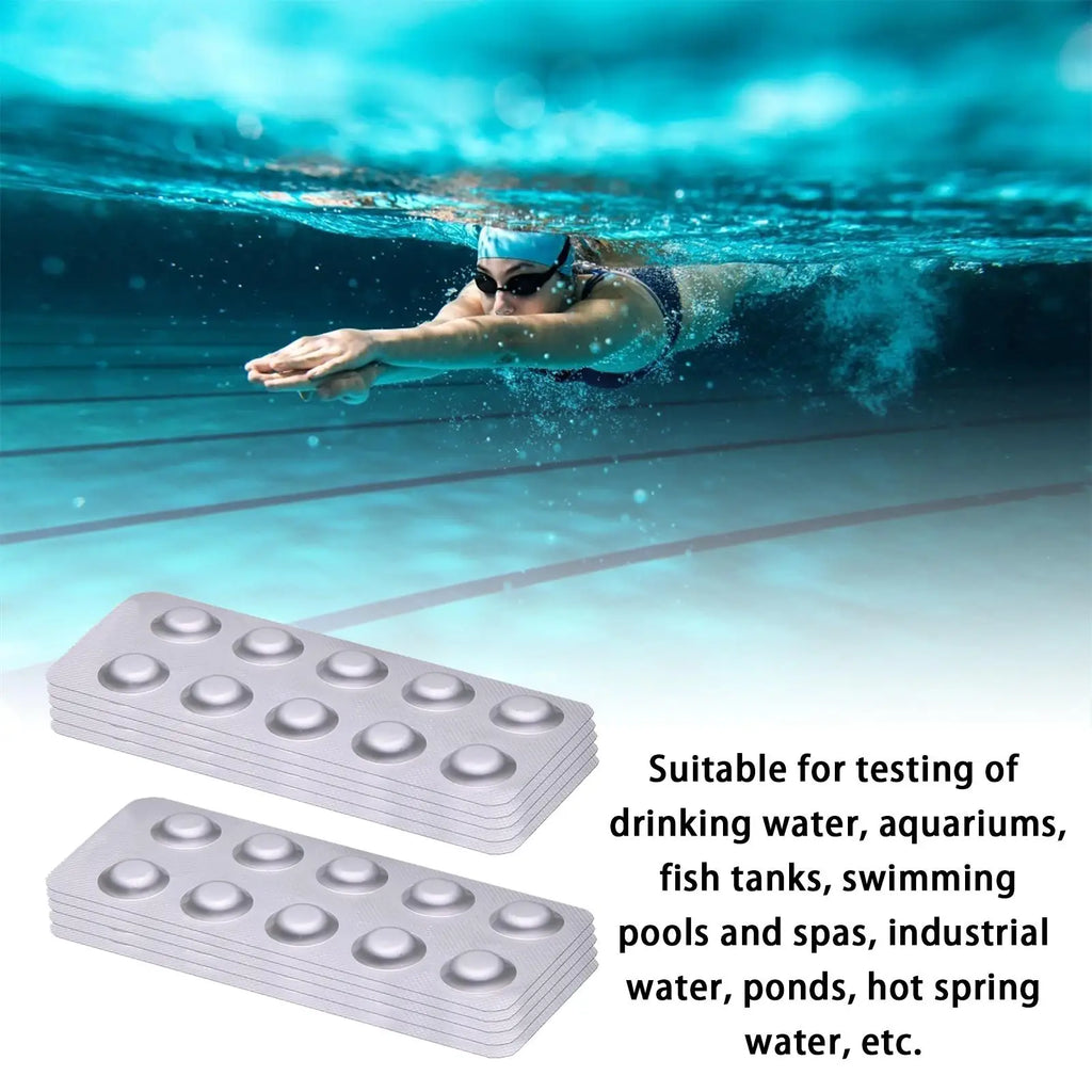 100 PCS Water Chlorine Test Tablets Fast DPD1 Chlorine Test Piece Visual High Range Free Chlorine Testing Tablets For Water Oasis Select