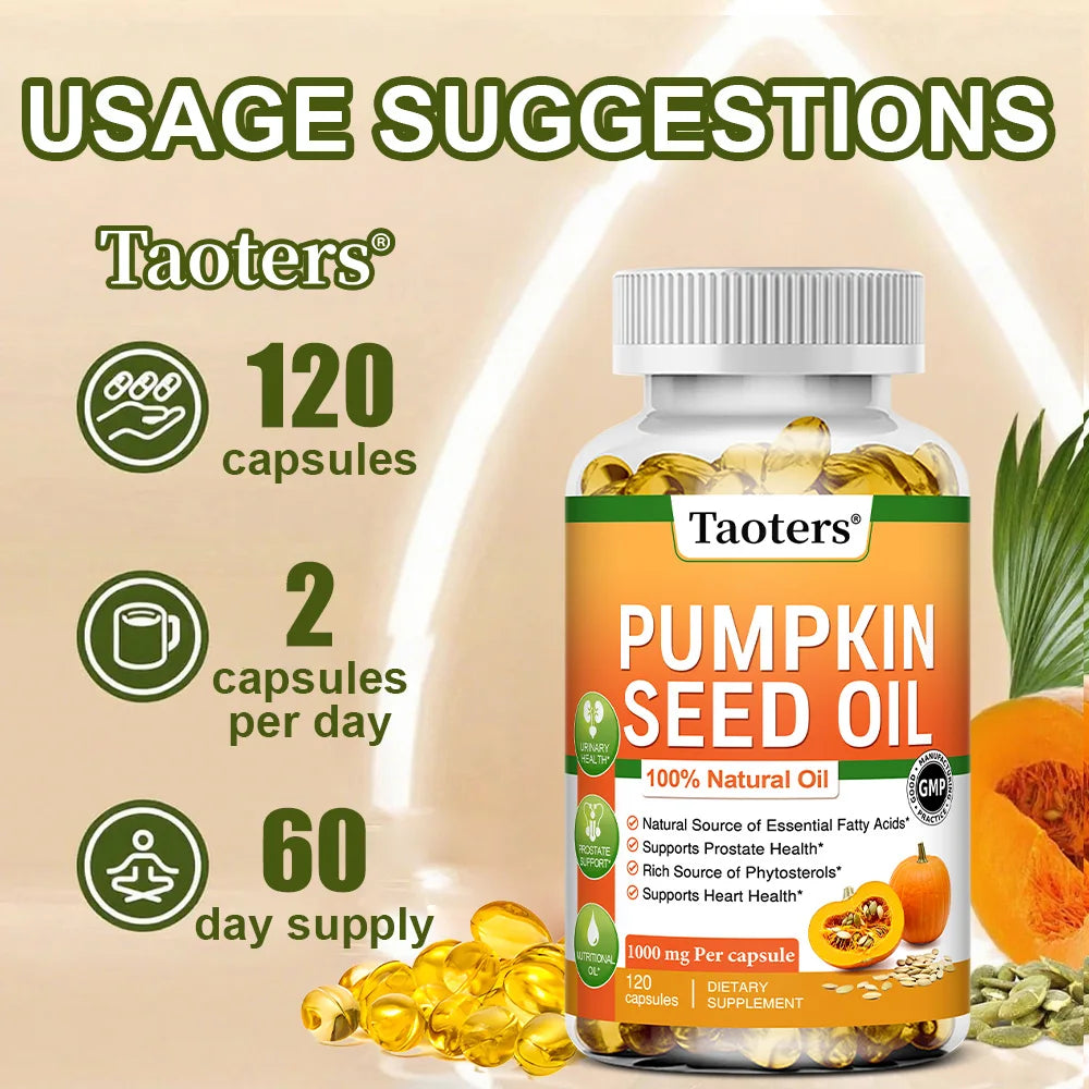 Pumpkin Seed Oil Capsules – Urinary, Bladder & Hair Support 120ct