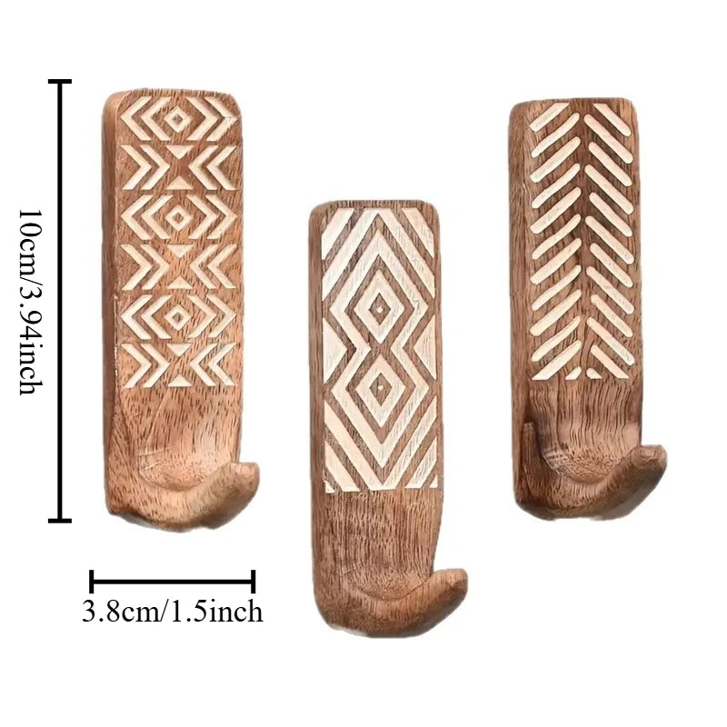 3Pcs Solid Wood Hook Retro Entry Door Hanging Clothes Storage Entrance Bedroom Coating Key Home Cute Oasis Select 3piece set