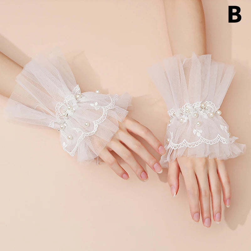 Nail Decorations For Nail Art Lace Fake Pleated Cuff Manicure Photography Props Fake Sleeves Nails Accessories Supplies Charms Oasis Select B