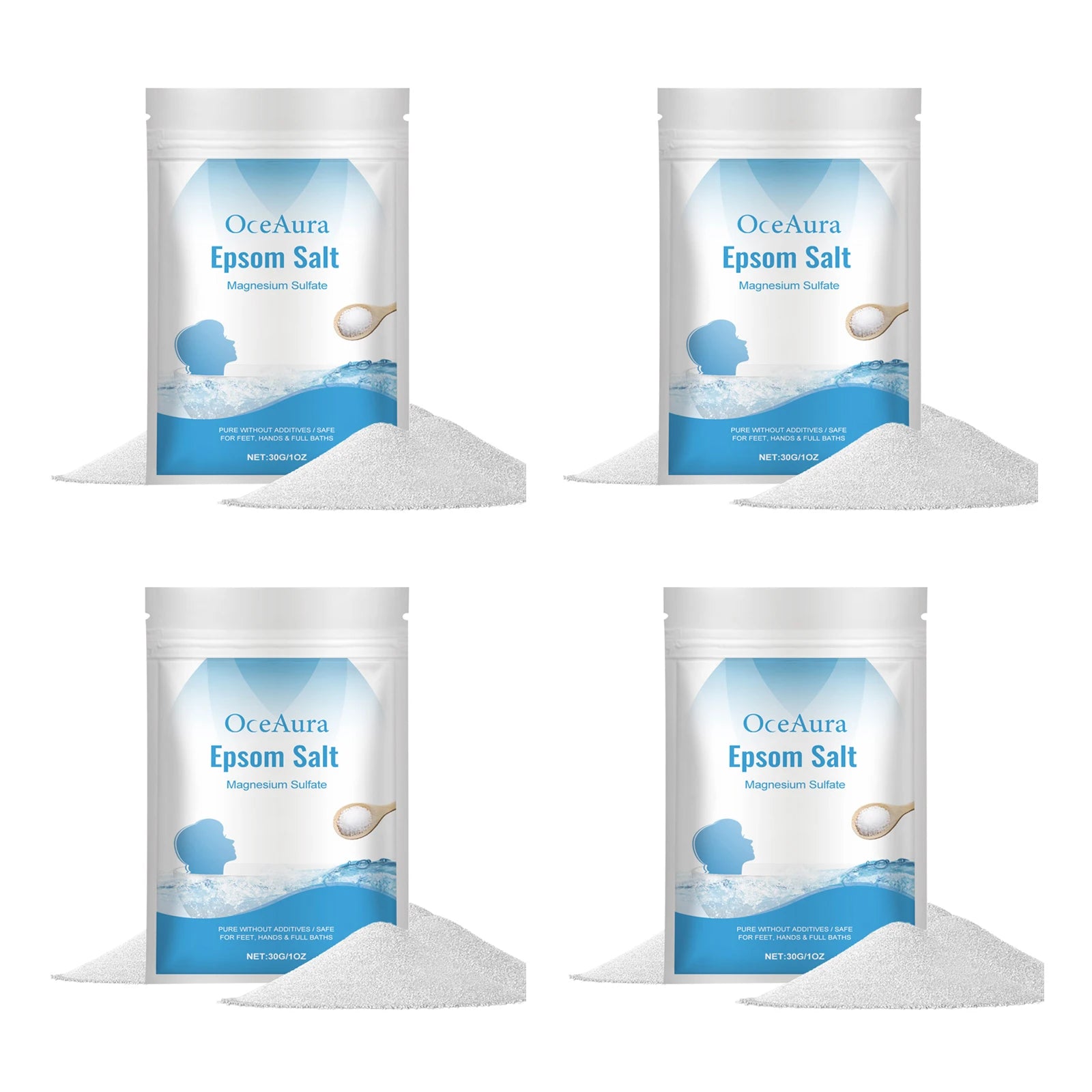 OceAura Epsom Salt Bath Soak – Magnesium Sulfate Body Scrub Epsom Salt Bath Soak Oasis Select 120g in bags Epsom Salt