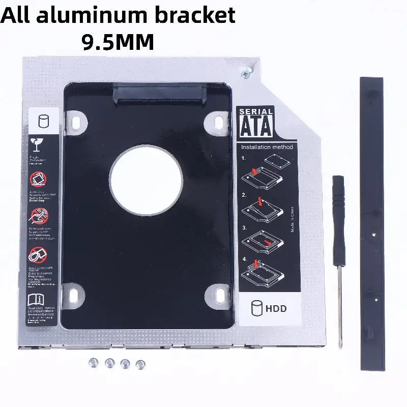 1 Set 2.5" SSD CD DVD To HDD Case Enclosure CD-ROM ODD Optibay Plastic Aluminum Universal 9.5/12.7mm SATA 3.0 2nd HDD Caddy Oasis Select Aluminum A