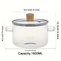 Glass Soup Pot With Double Insulated Handles And Lid 54oz Large Capacity Heat Resistant Glass Cookware For Home Kitchen Oasis Select WHITE