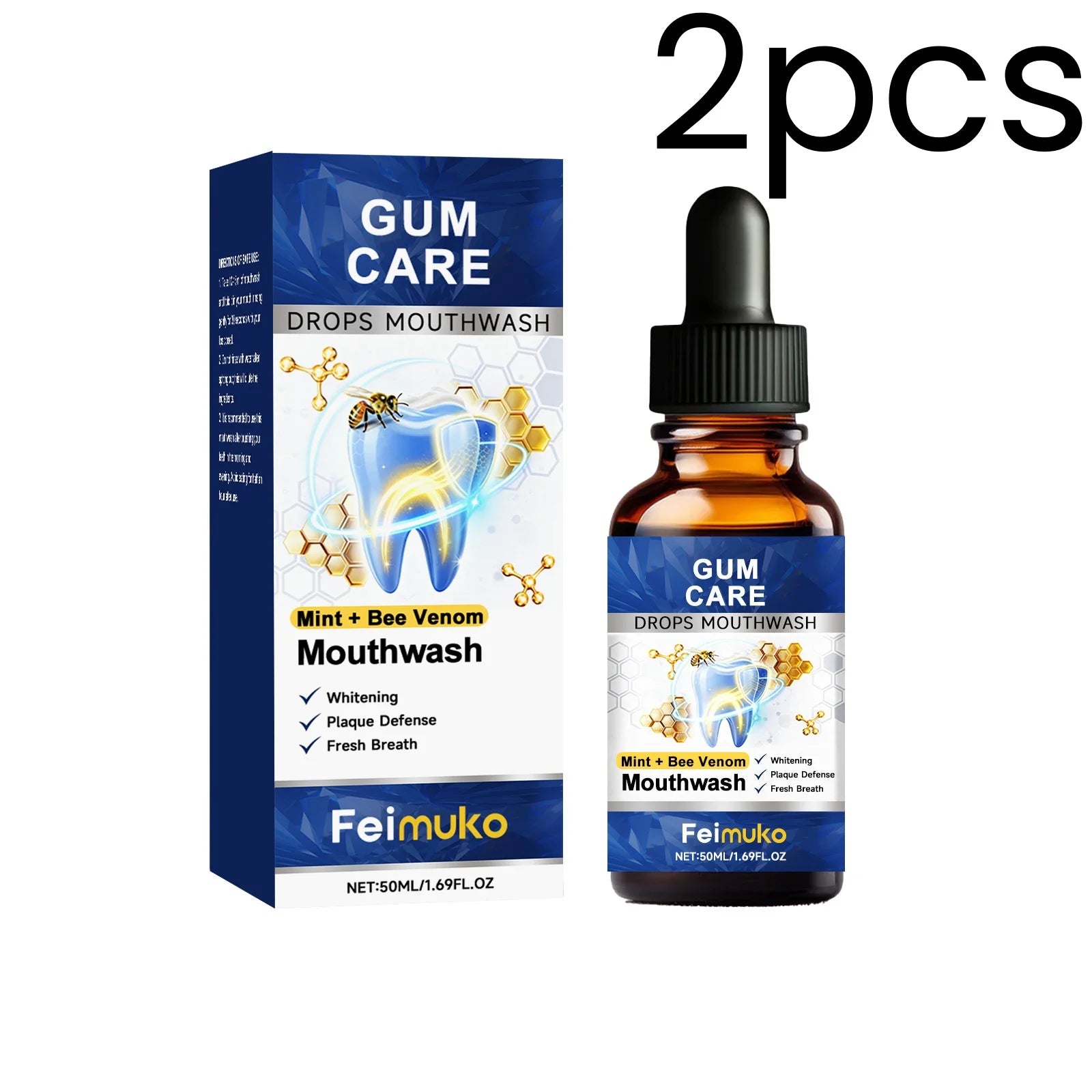 Feimuko Bee Venom Gum Care Mouthwash – Teeth Whitening 50ml Gum Care Mouthwash Oasis Select 2pcs One Unit adults