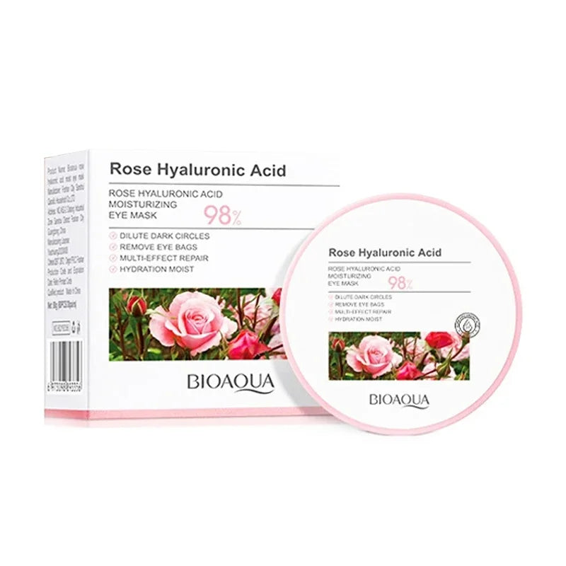 Bioaqua Rose Hyaluronic Acid Eye Mask – 60 Patches Eye Treatment Mask Oasis Select Rose