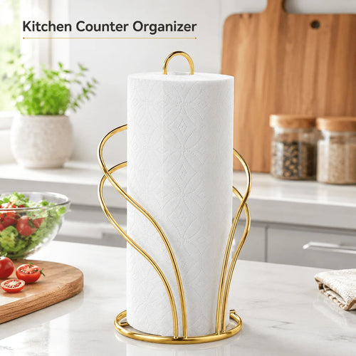 1 metal paper towel holder, a countertop-standing roll holder. Fits standard kitchen paper rolls. Paper towels not included. Oasis Select