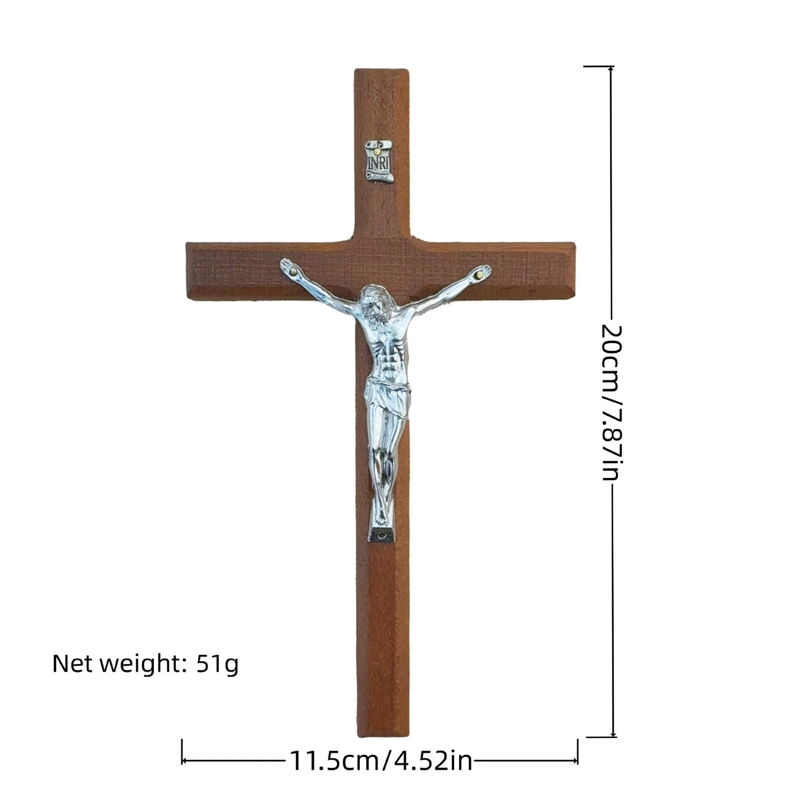7.8" Hand Carved Wooden Cross – Wall Hanging & Table Decor Religious Wall Decor Oasis Select A