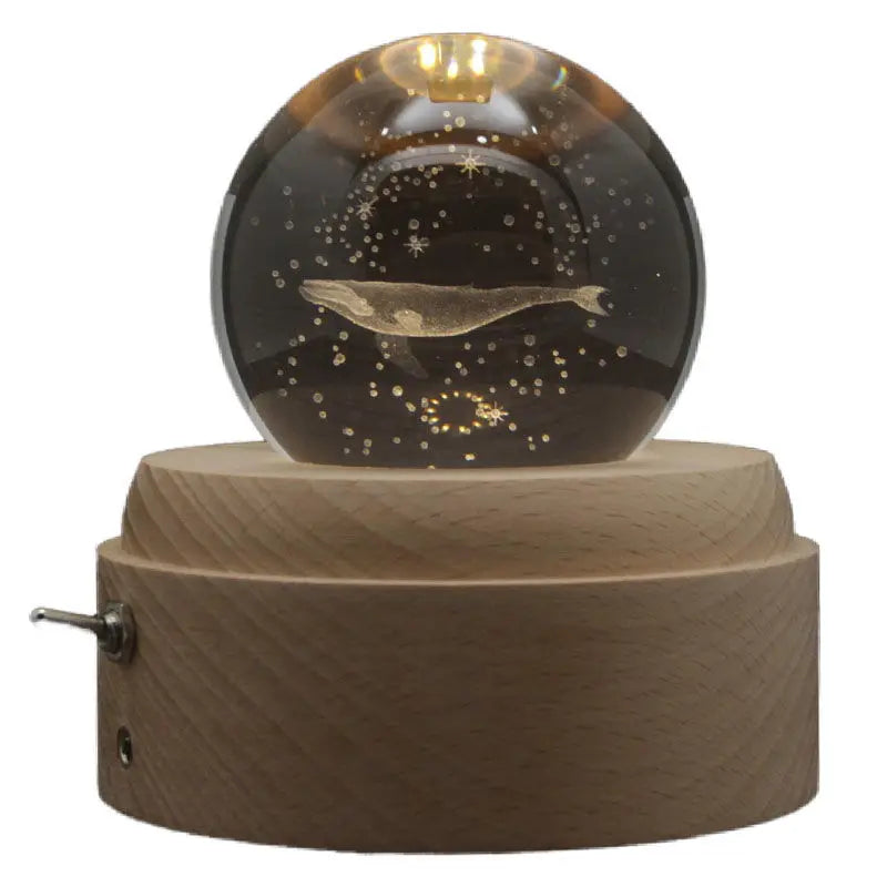 Bird's Poem Whale Crystal Ball Music Box Rotating Ornament, Music Box Creative Light Gift Ornament Oasis Select