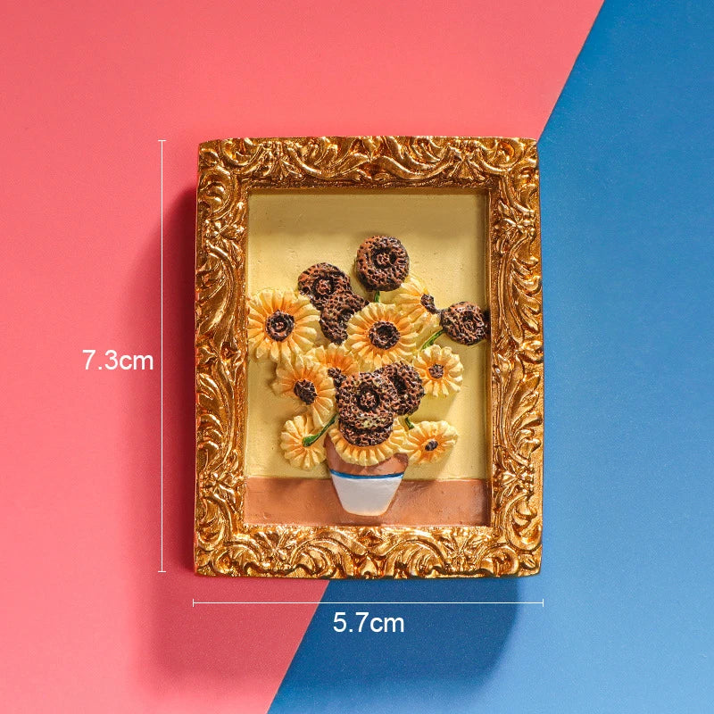 World famous painting Van Gogh painting Picture frame 3d fridge magnets starry sky sunflower siesta refrigerator stickers gifts Oasis Select Style A