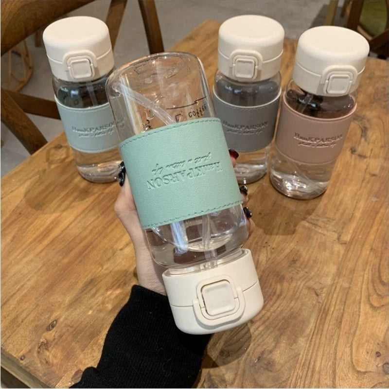 500ml Water Bottle with Straw Portable Clear Leakproof Drinking Bottle Outdoor Travel Office Essential Coffee Tea Water Bottle Oasis Select