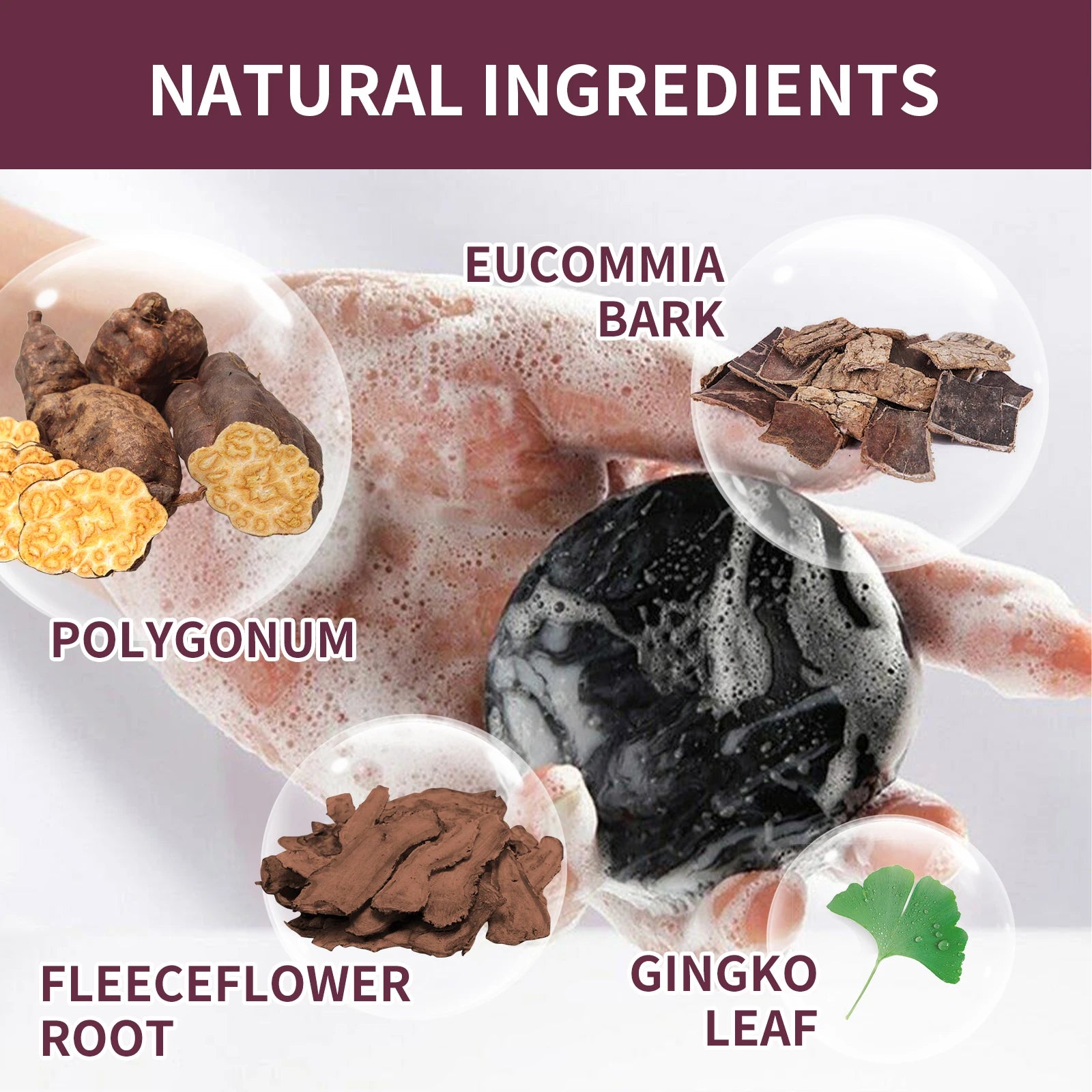 Polygonum Multiflorum Shampoo Soap Remove Dandruff Reduct Hair Loss Restore Natural Black Hair Strengthen Hair Roots Hair Care Oasis Select