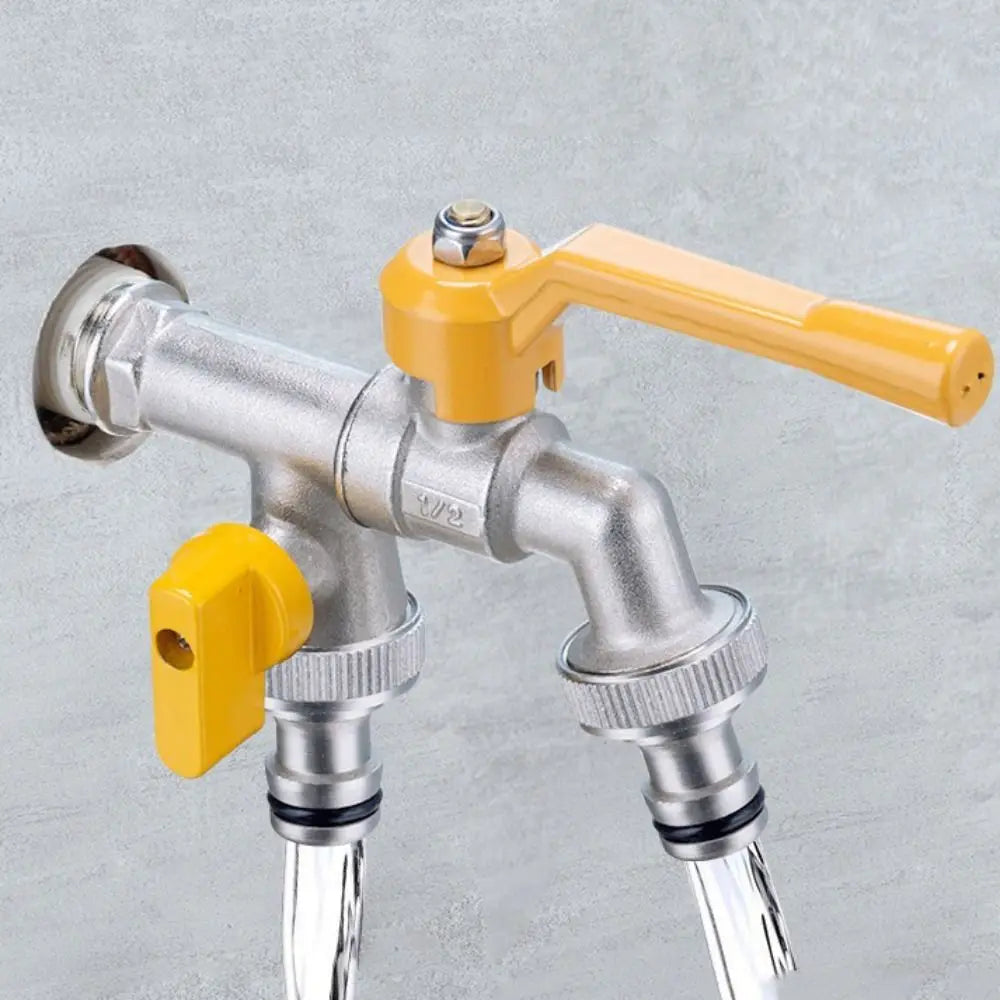 2-Way Garden Hose Faucet Adapter | Wall-Mount Brass Tap Splitter Garden Hose Splitter Oasis Select