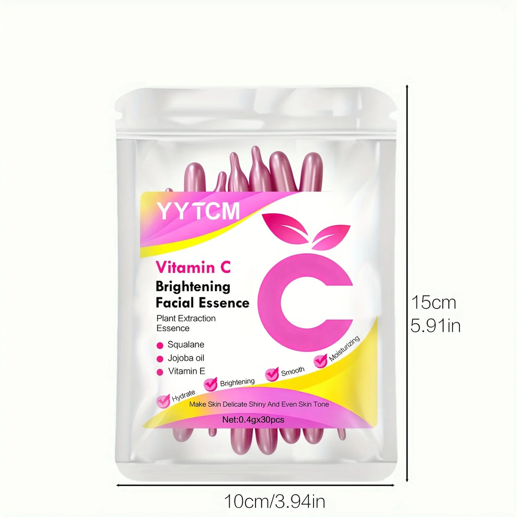 Vitamin C Skin-Brightening and Moisturizing Capsule Essence, Hydrates and Smooths the Skin, Contains Plant-Based Squalane, Vitamin E, Magnolia Oil, and Jojoba Seed Oil for Deep Hydration and Skin Brightening Essence (0.4Gx30 Oasis Select