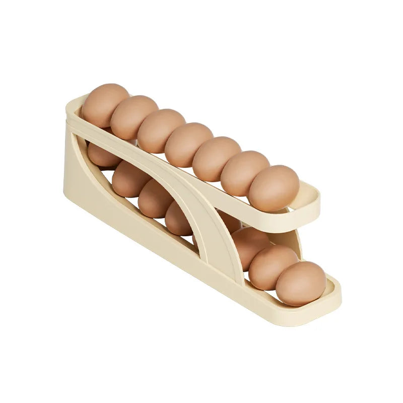 Automatic Rolling Egg Holder Rack Fridge Storage Box Egg Container Kitchen Refrigerator Egg Dispenser Fridge Organizer Oasis Select Light Yellow 1-tier