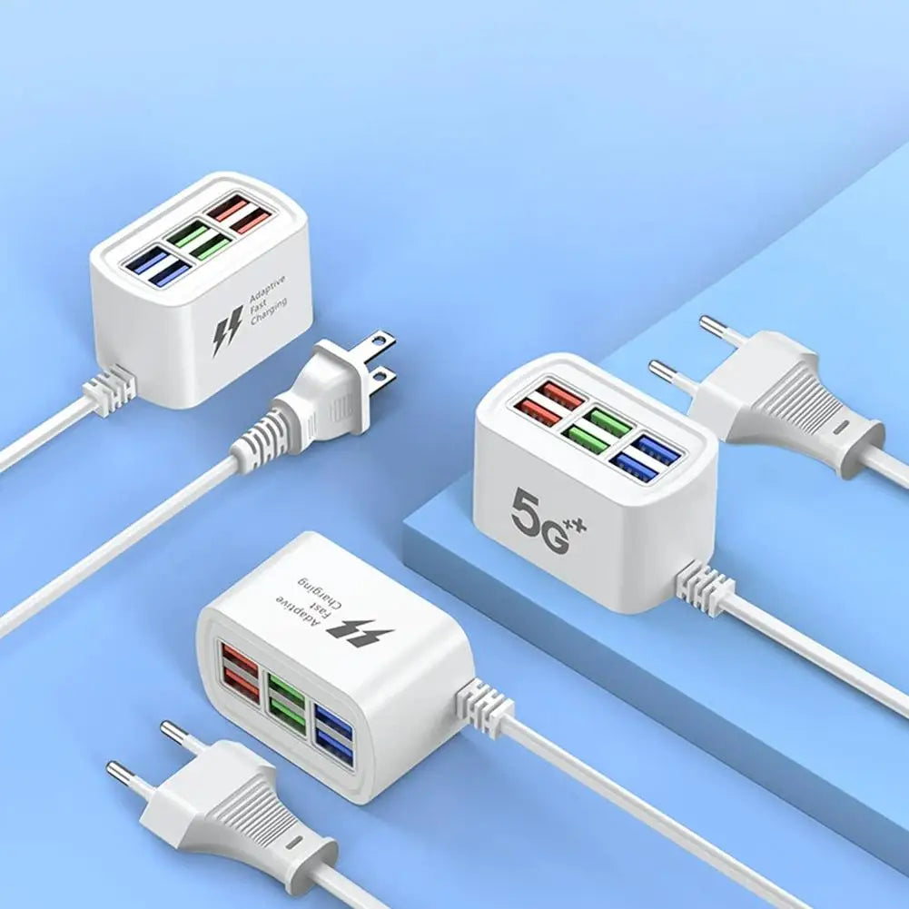 6-port USB Power Strip Charger Desktop Charging Station Portable Travel USB Charging Socket Adapter For IPhone 16 17 For Android Oasis Select